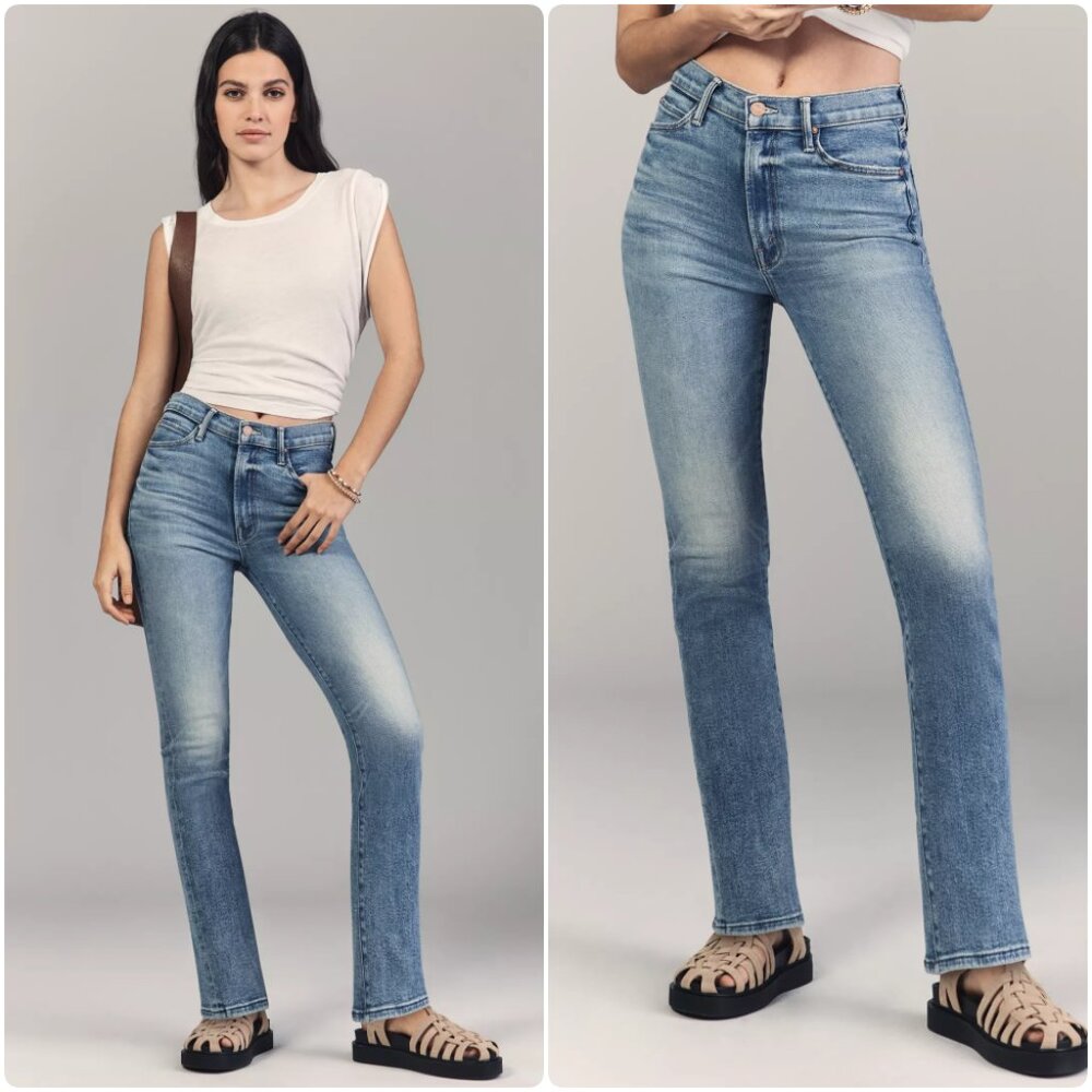 NWT MOTHER High Waisted Rascal Flood in Eye Of The Tiger Straight Jeans 25